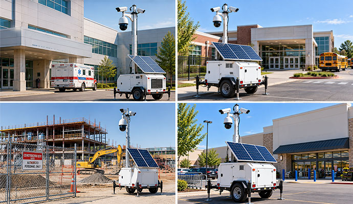 Collage of security solutions for many industries