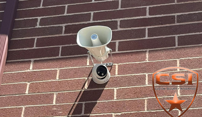 Exterior two way voice horn speaker turret camera
