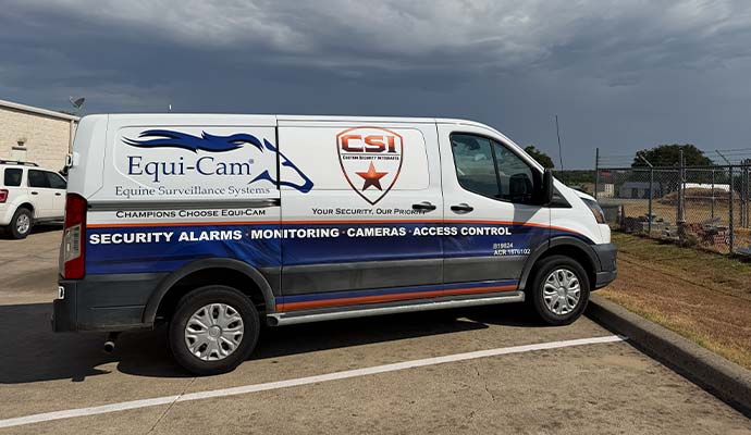 Custom Security Integrated service van parked outside