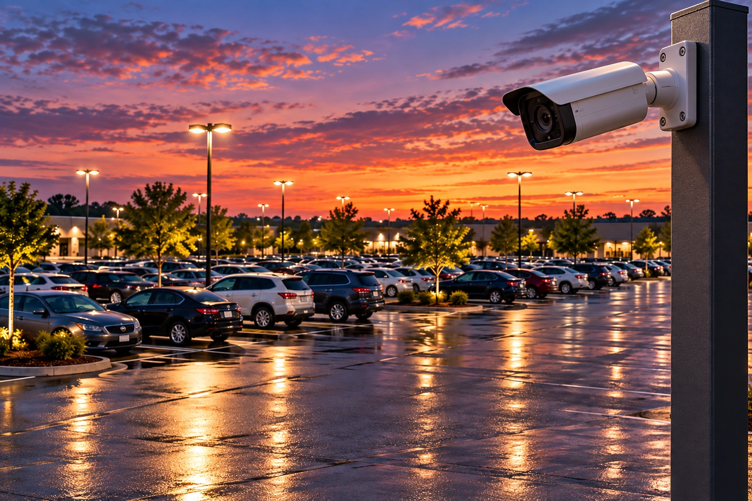 security camera covering the parking lot area