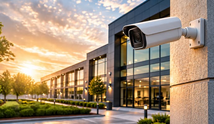 Security camera installed in commercial space