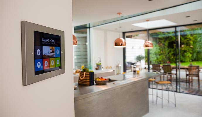 Smart home control system mounted on the wall